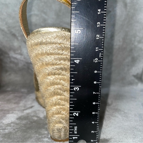 Juicy Couture Kross Platino Metallic Canvas Espadrille Slingback Wedges Size 9 - Picture 11 of 11